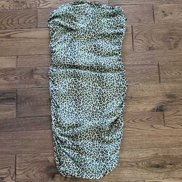 Strapless Ruched Cheetah Print Dress with Short Jacket - Picture 1 of 6